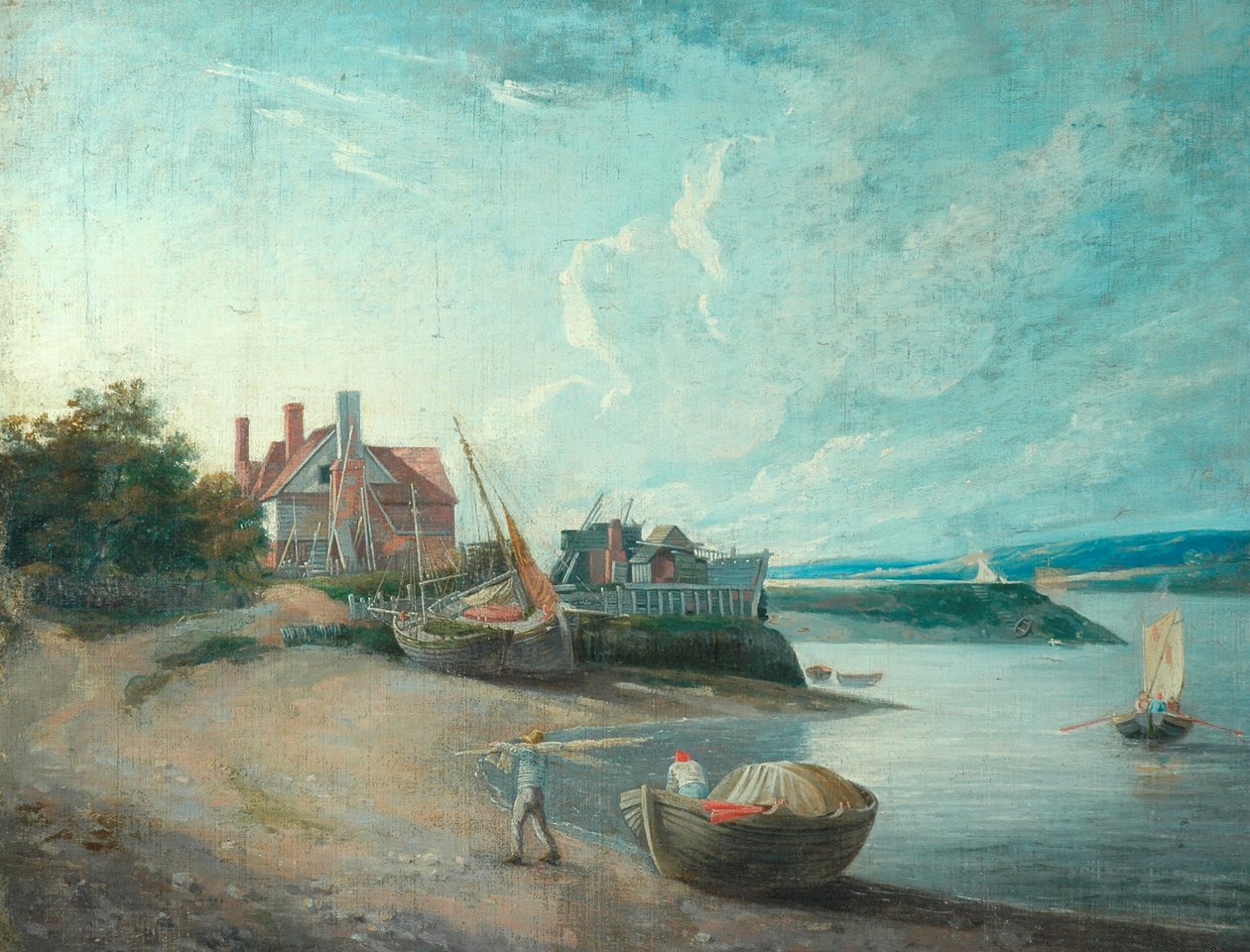 Flodscene med både, 1815 af Augustus Wall Callcott