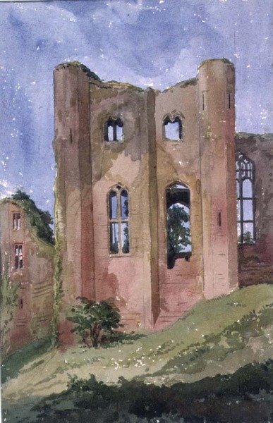 Kenilworth Castle, Warwick, udsigt fra tårnet ved siden af Great Hall, 1800-tallet af Augustus Welby Northmore Pugin