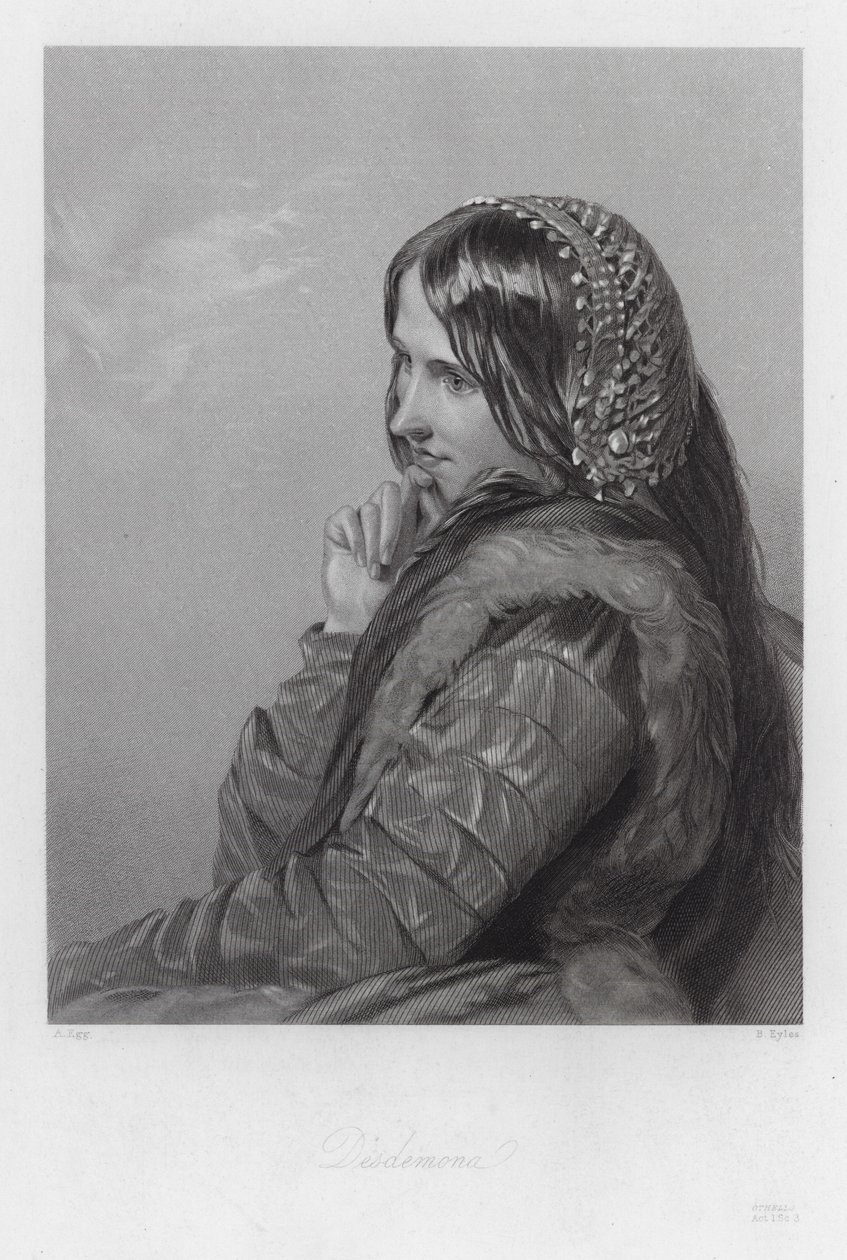 Desdemona, en karakter i Othello (kobberstik) af Augustus (after) Egg