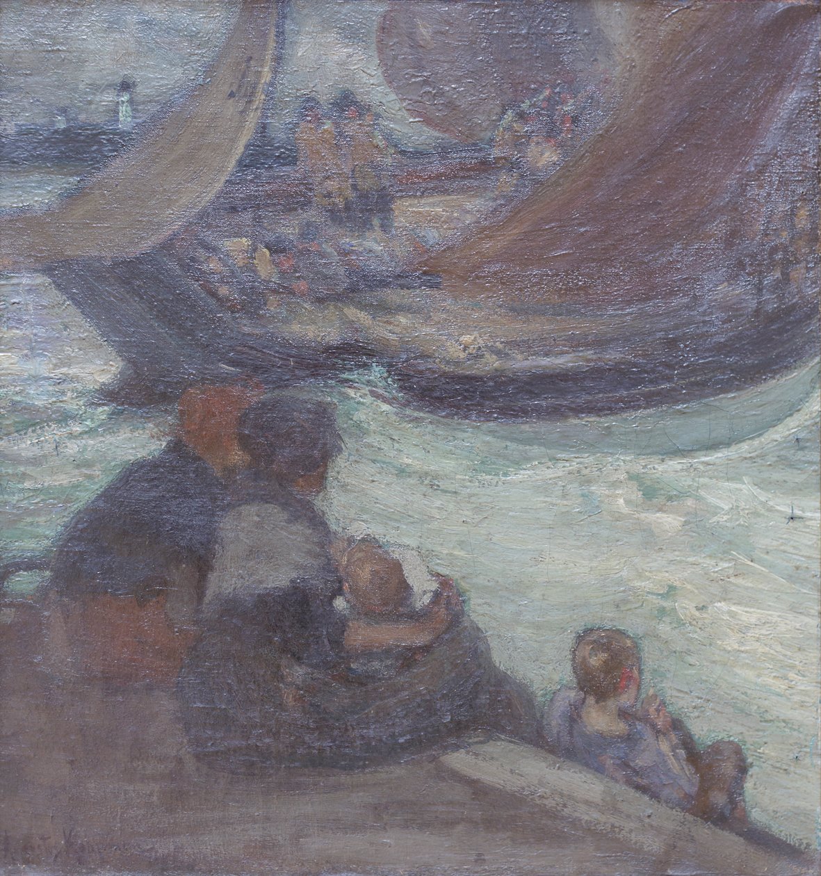 Afgang til fiskeri, Augustus Koopman (olie på lærred) af Augustus B. Koopman