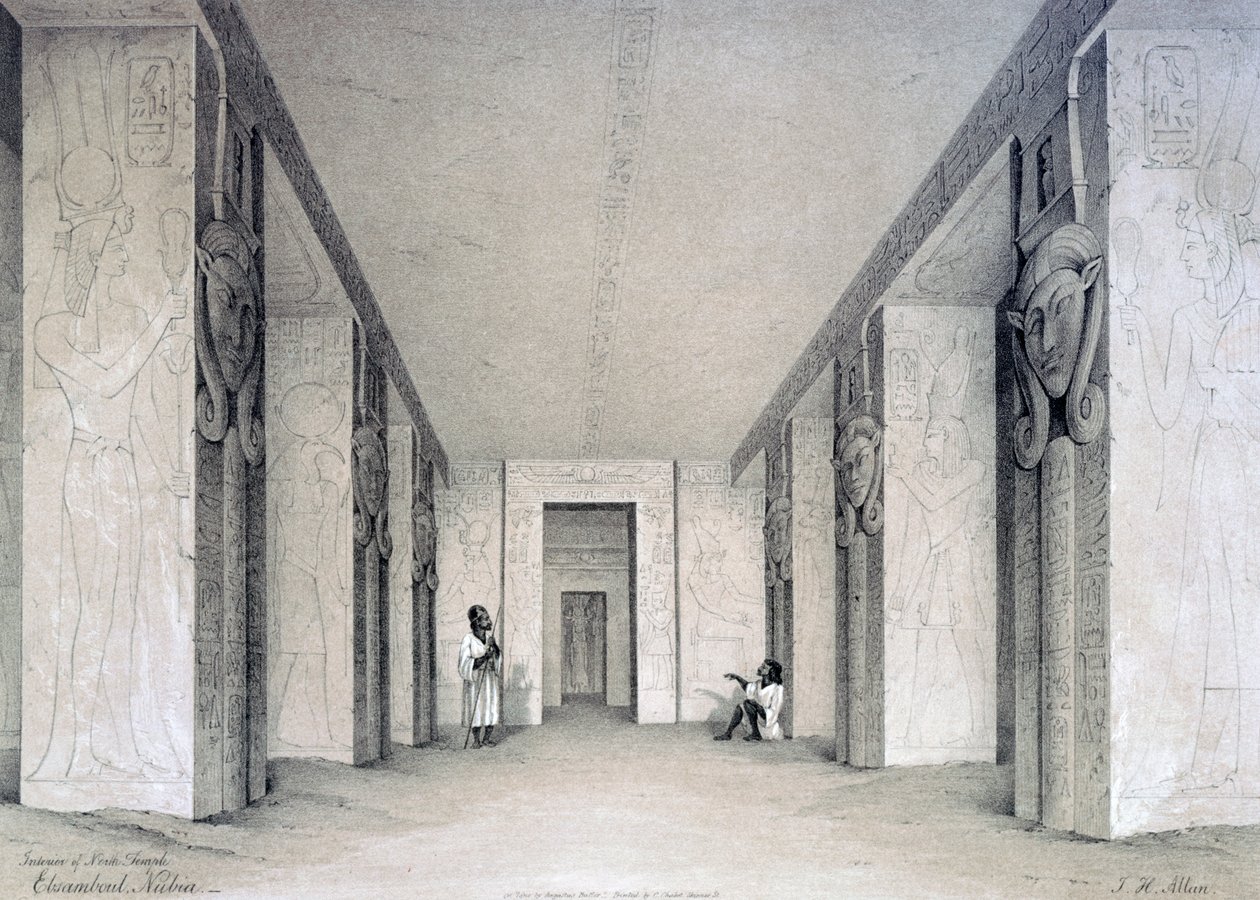 Det indre af Nordtemplet, Ebsamboul, Nubien, Egypten, 1800-tallet af Augustus Butler