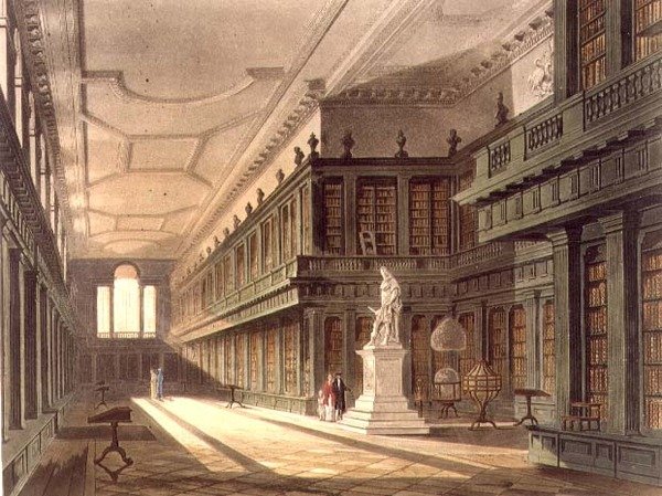 Interiør af Library of All Souls College, illustration fra 
