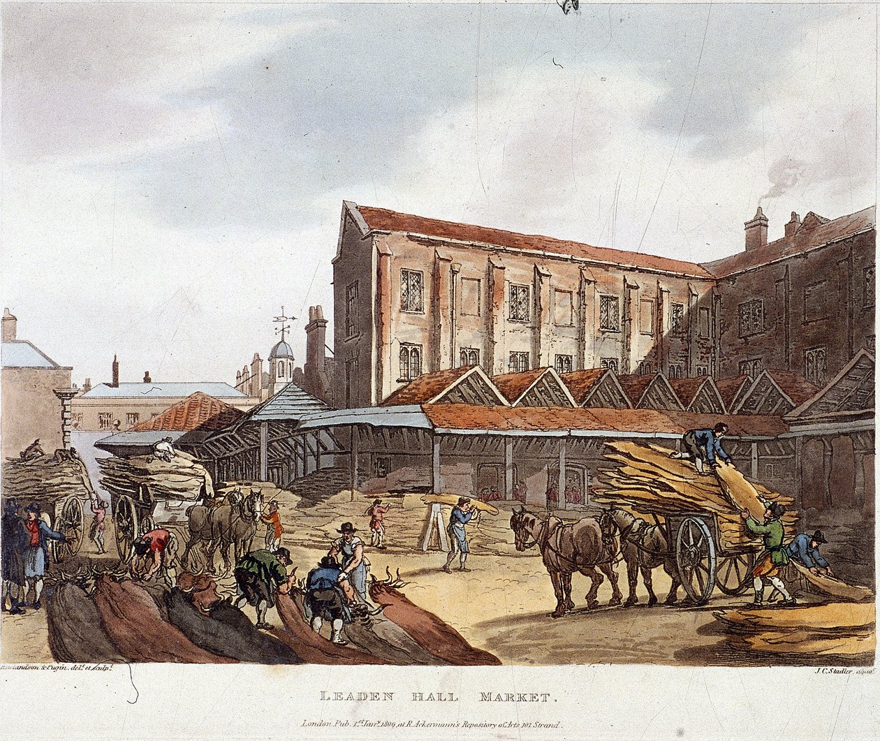 Leadenhall Market, London, 1809 af Augustus Charles Pugin, Thomas Rowlandson