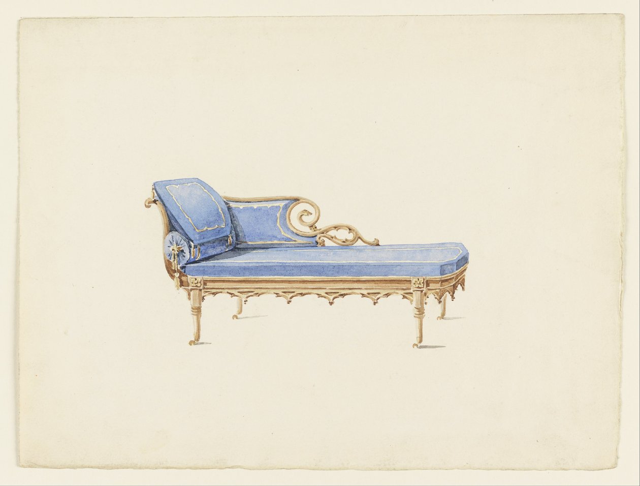 Design til en sofa i gotisk stil til genoplivning af Augustus Charles Pugin