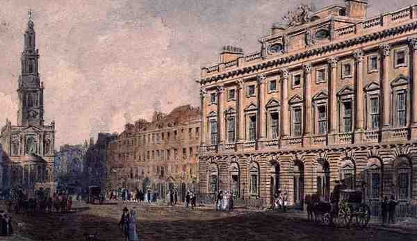 Somerset House (akvarel på papir) af Augustus Charles Pugin