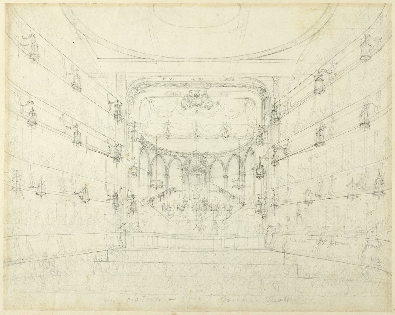 Studie til et oratorium - Covent Garden Theater, fra Microcosm of London af Augustus Charles Pugin
