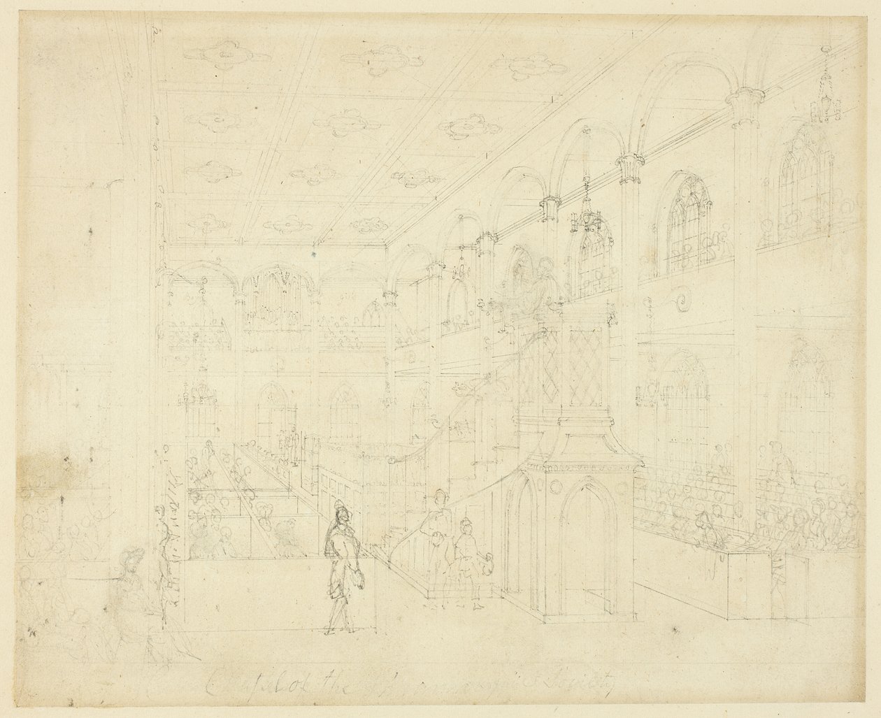 Studie for Chapel of the Philanthropic Society, fra Microcosm of London af Augustus Charles Pugin
