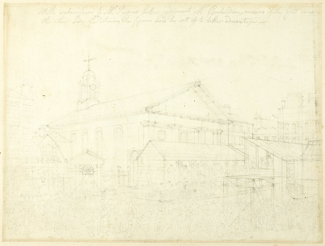 Studie til Covent Garden Market, Westminster-valg, fra Microcosm of London af Augustus Charles Pugin