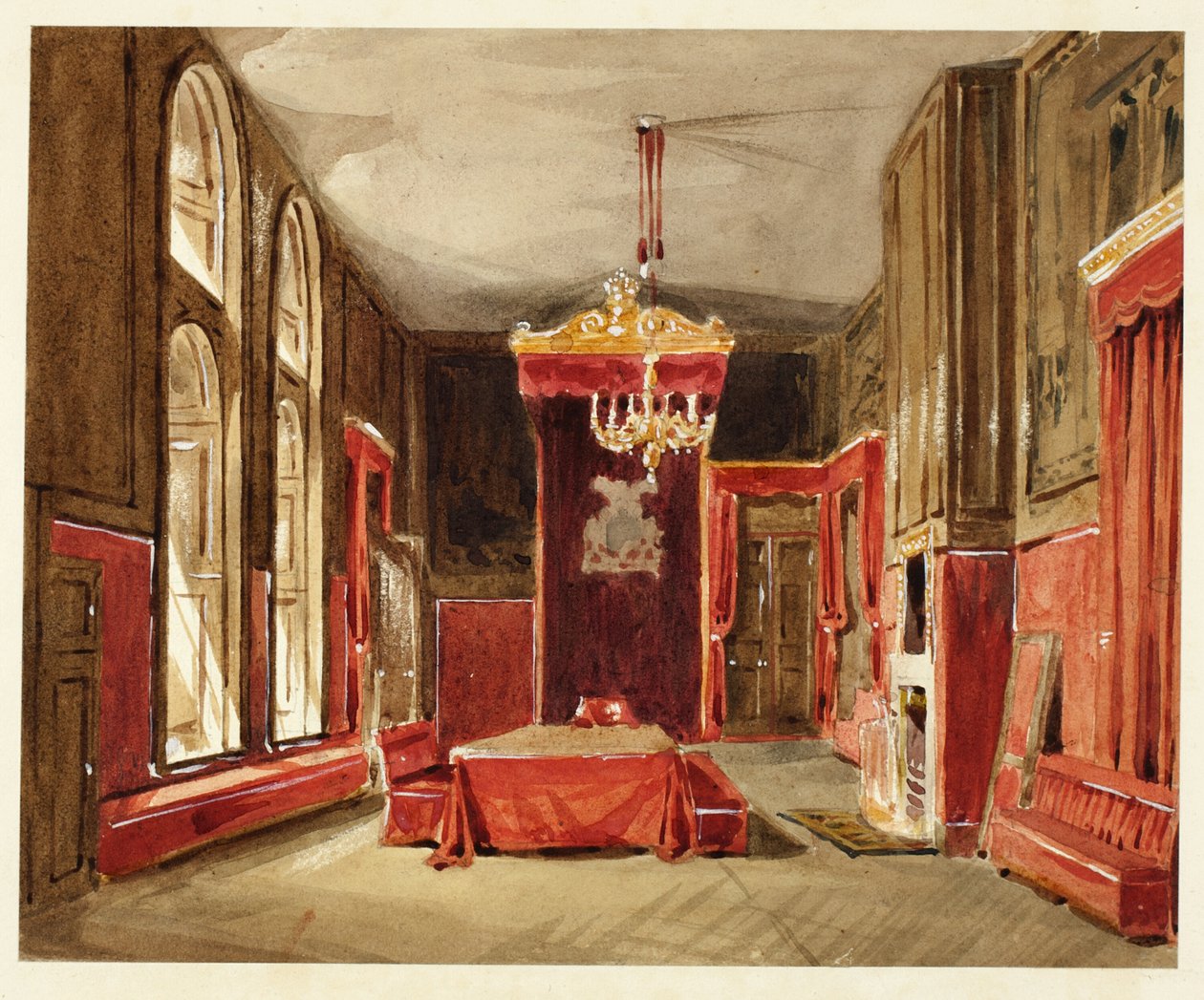 Studie for Drawing Room, St. James, fra Microcosm of London af Augustus Charles Pugin