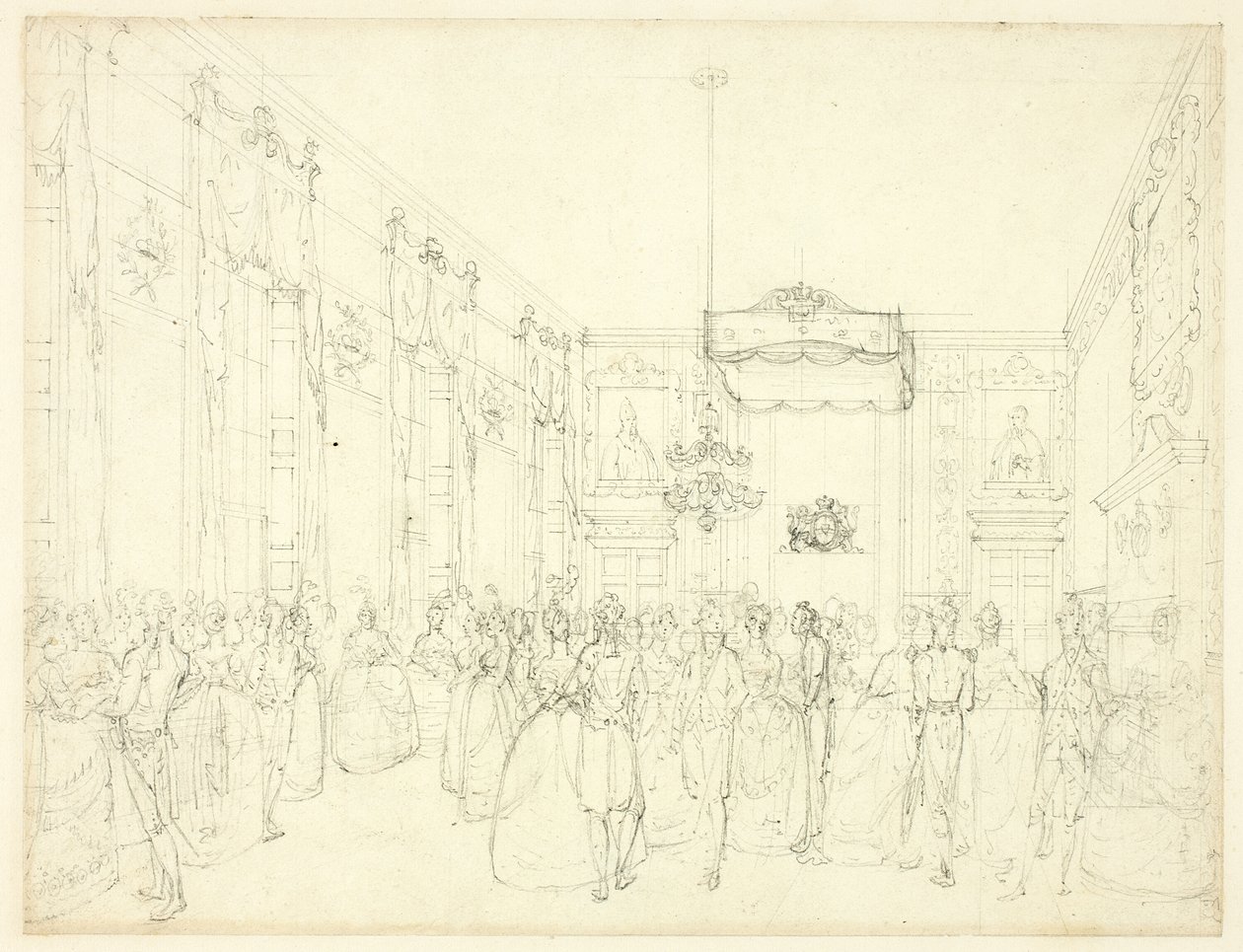 Studie for Drawing Room, St. James, fra Microcosm of London af Augustus Charles Pugin