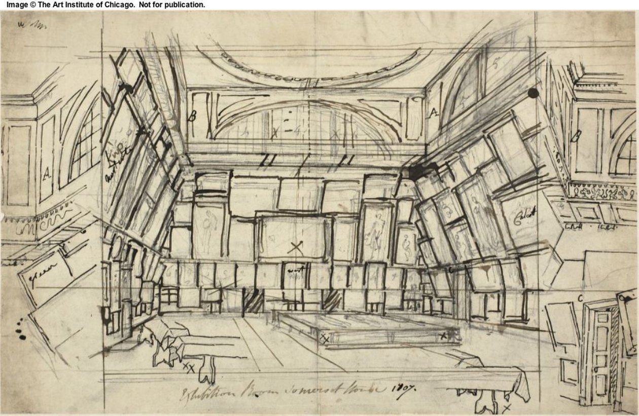 Studie for Exhibition Room, Somerset House, fra Microcosm of London af Augustus Charles Pugin