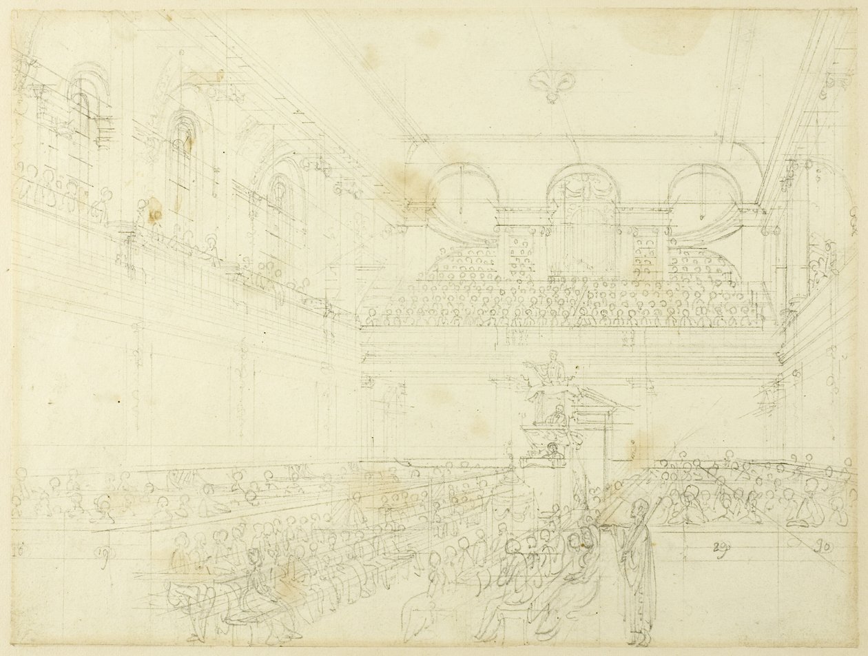 Studie til Foundling Hospital, The Chapel, fra Microcosm of London af Augustus Charles Pugin