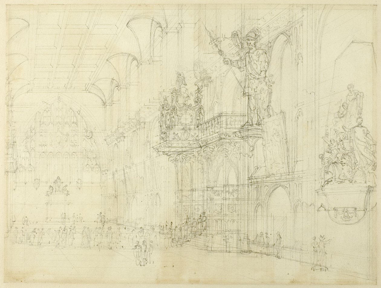 Studie for Guild Hall, fra Microcosm of London af Augustus Charles Pugin