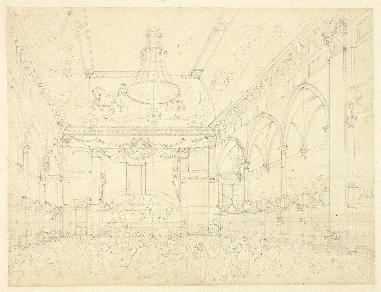 Studie til Pantheon Masquerade, fra Microcosm of London af Augustus Charles Pugin