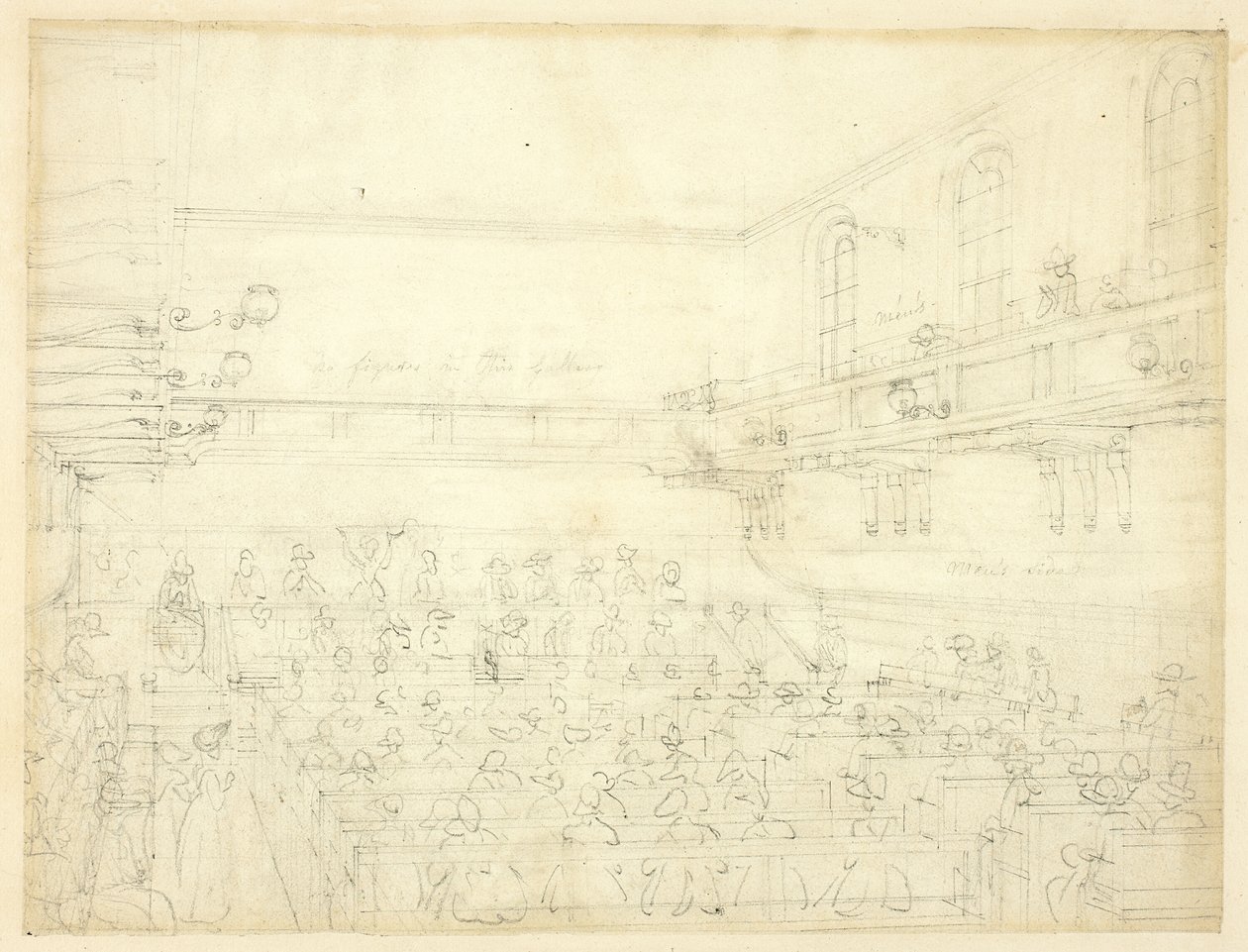 Studie til kvækermøde, fra Microcosm of London af Augustus Charles Pugin