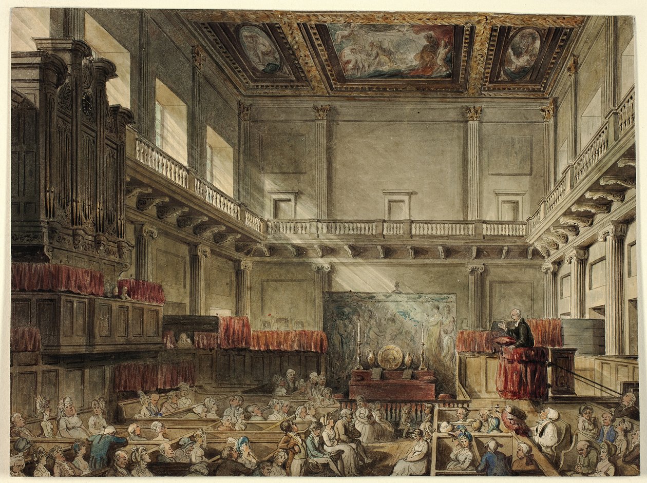 Studie for Royal Chapel, Whitehall, i Microcosm of London af Augustus Charles Pugin