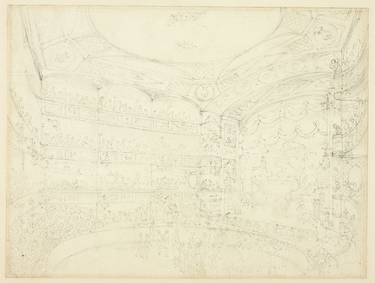 Studie for Royal Circus, fra Microcosm of London af Augustus Charles Pugin