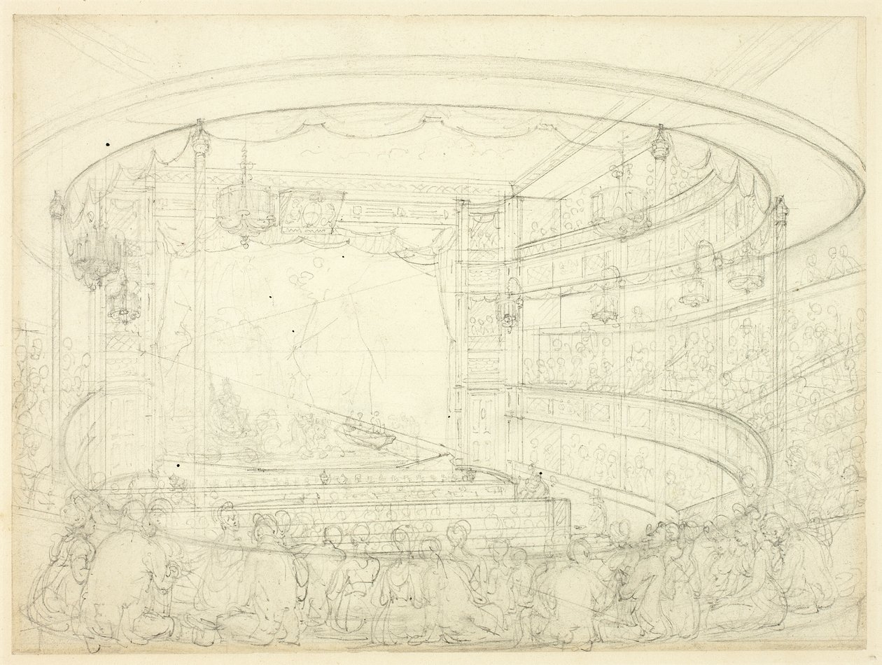 Studie til Sadlers Wells Theater af Augustus Charles Pugin