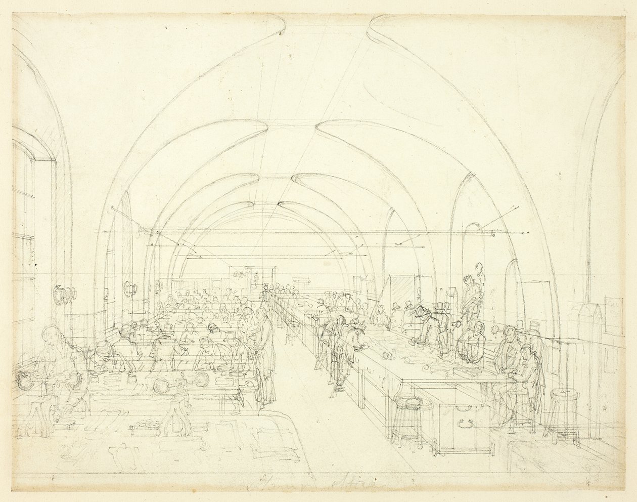 Studie for Stamp Office, fra Microcosm of London af Augustus Charles Pugin