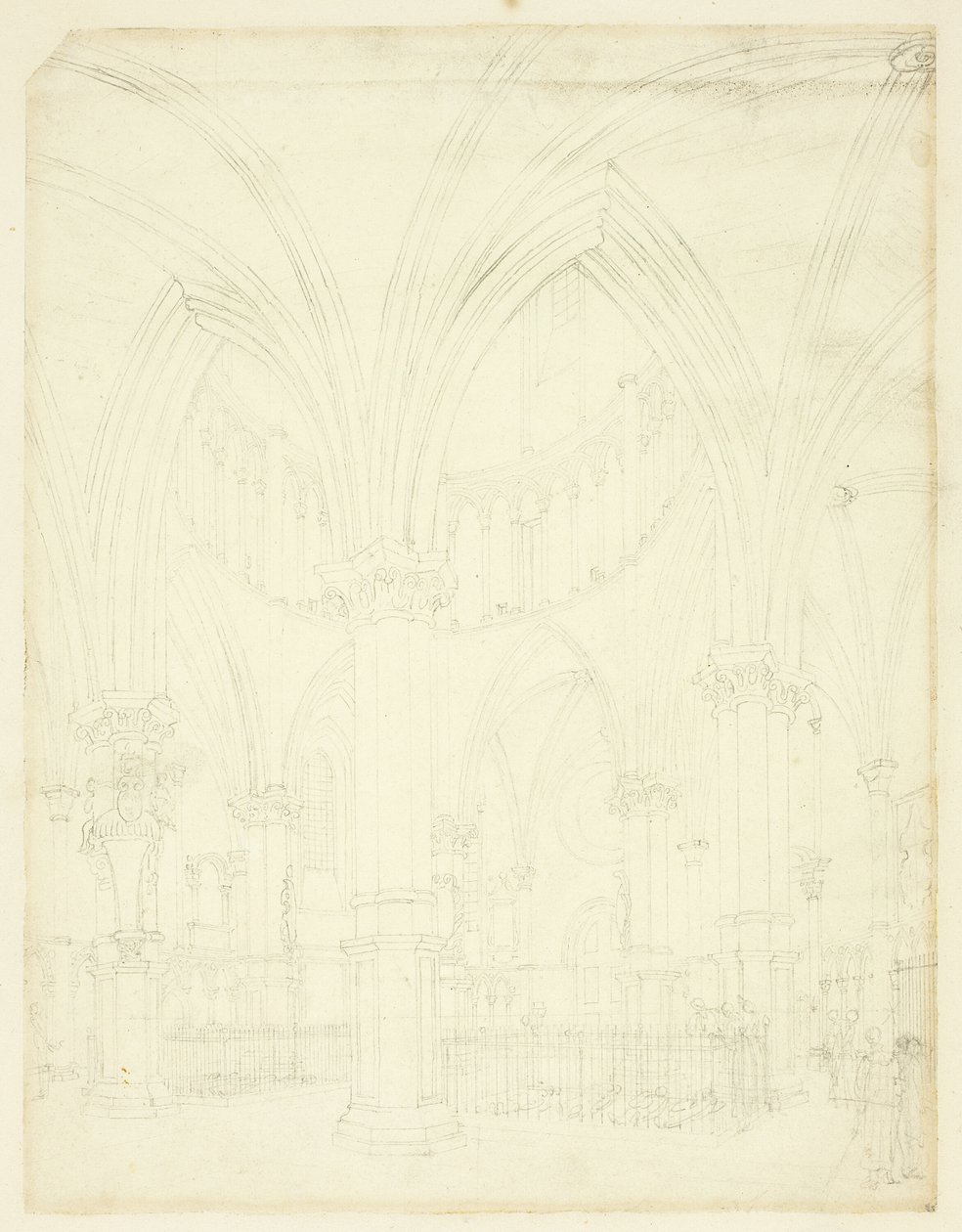 Studie for Temple Church, fra Microcosm of London af Augustus Charles Pugin