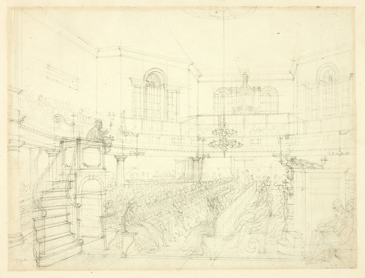 Studie til The Magdalen Chapel, fra Microcosm of London af Augustus Charles Pugin
