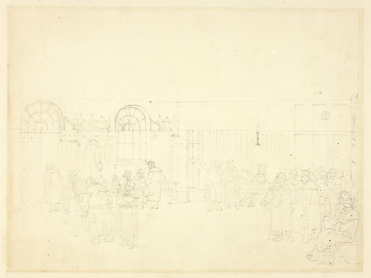 Undersøgelse for Watch House, St. Mary Le Bone, fra Microcosm of London af Augustus Charles Pugin