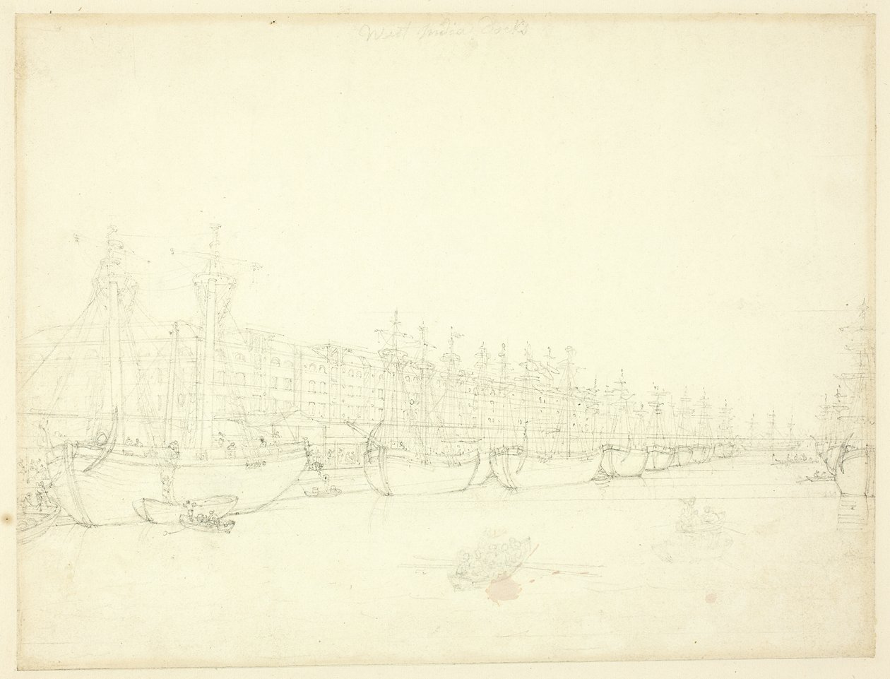Studie for West India Docks, fra Microcosm of London af Augustus Charles Pugin