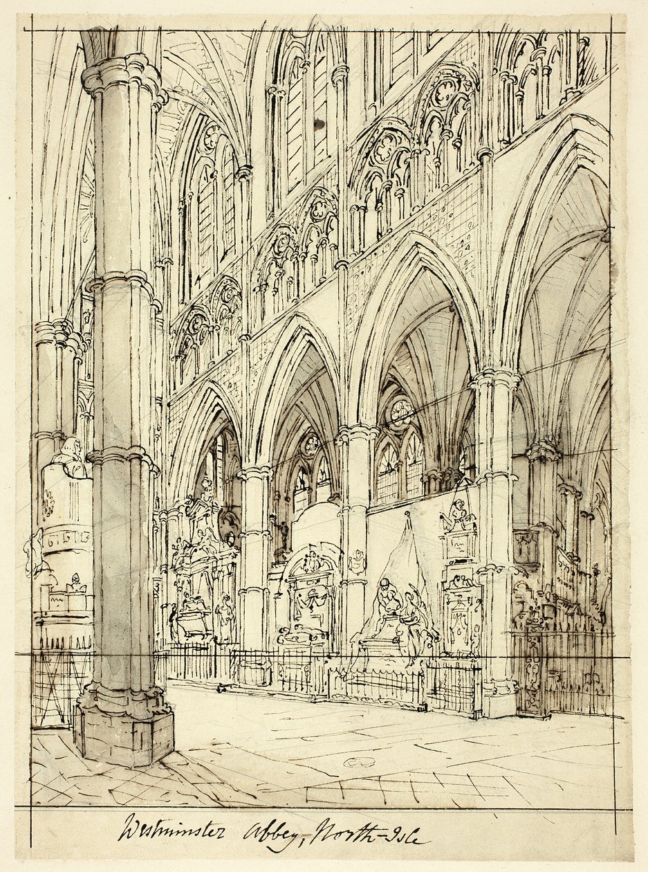 Studie for Westminster Abbey, fra Microcosm of London af Augustus Charles Pugin
