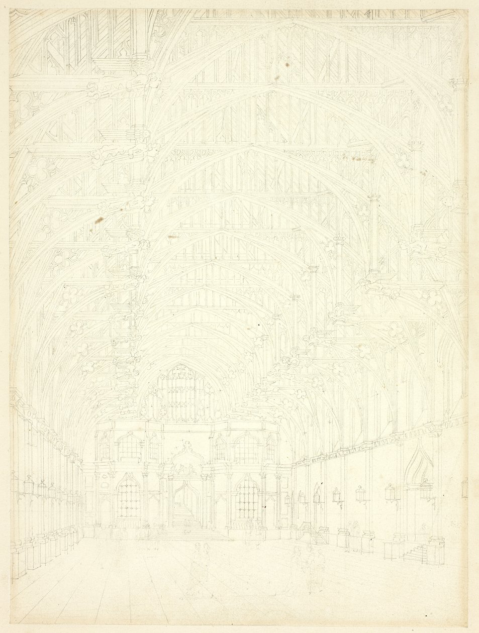 Studie for Westminster Hall, fra Microcosm of London af Augustus Charles Pugin