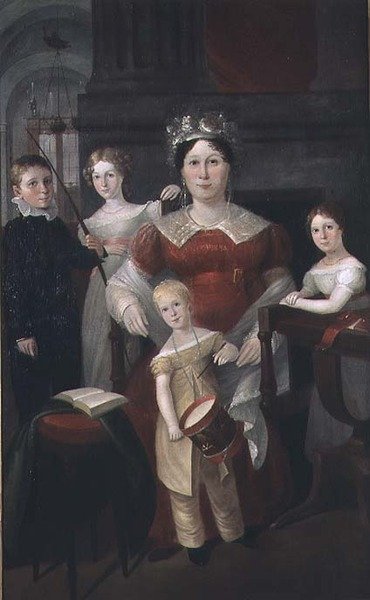 Portræt af fru John Piper og familie, ca. 1826 af Augustus Earle