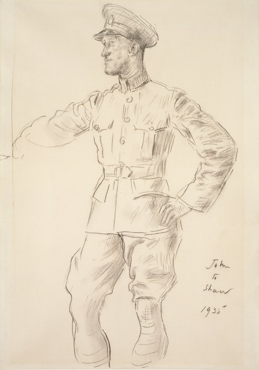 Portræt af flyvemanden T.E. Shaw Lawrence af Arabien, 1935 af Augustus John