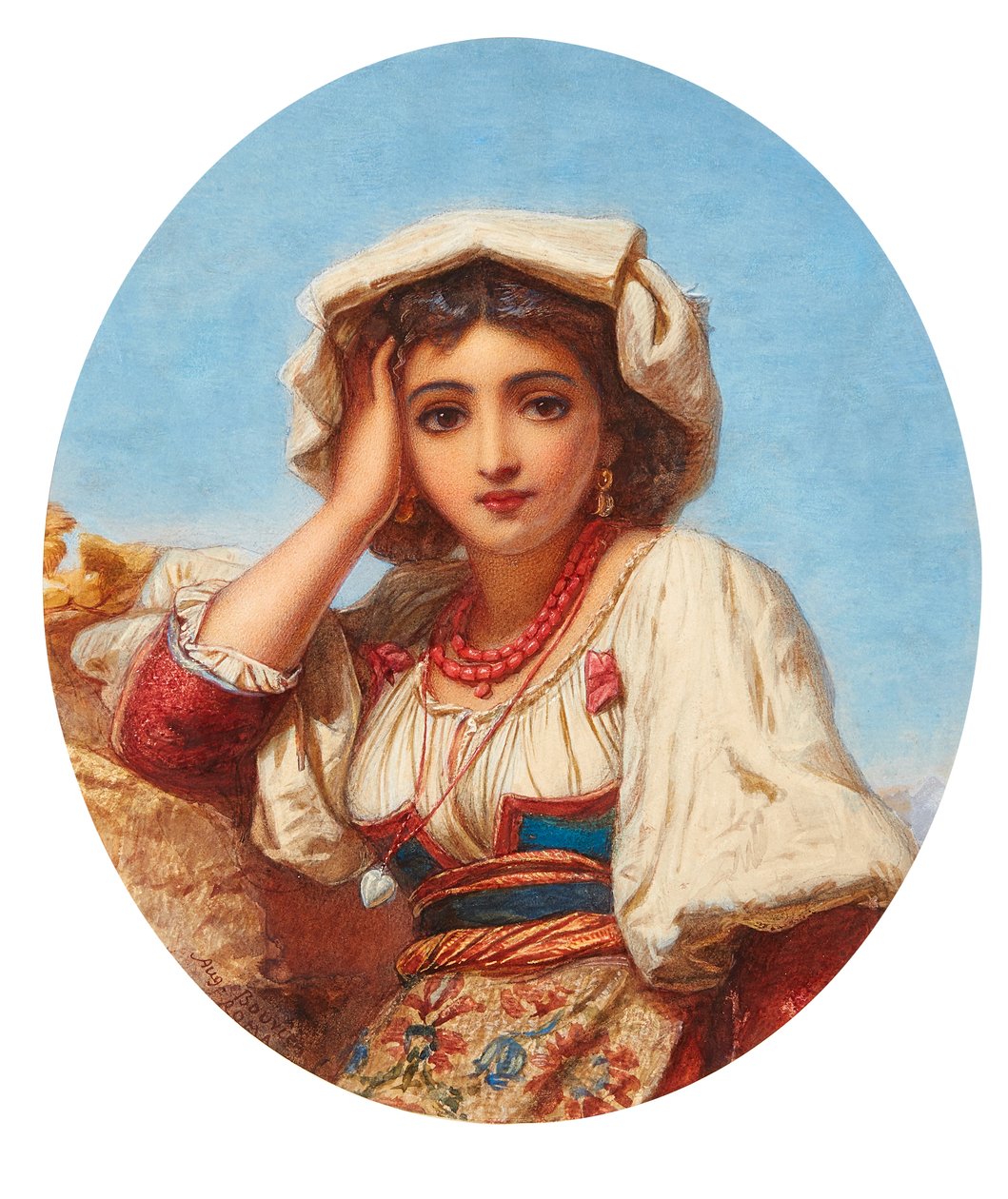 Leder af en italiensk pige (akvarel) af Augustus Jules Bouvier