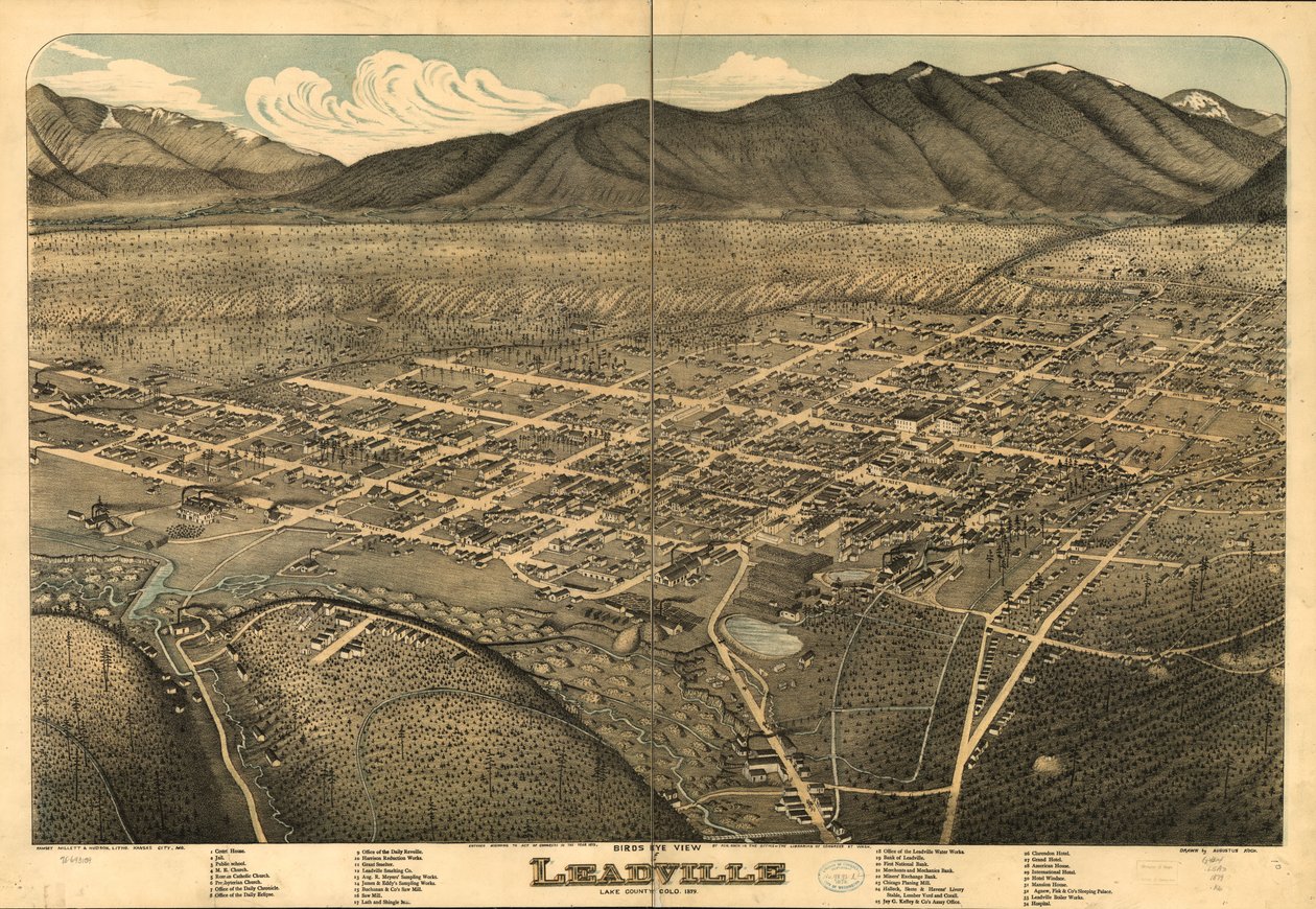 Lintuperspektiivistä Leadville, Lake County, Colo. 1879. af Augustus Koch