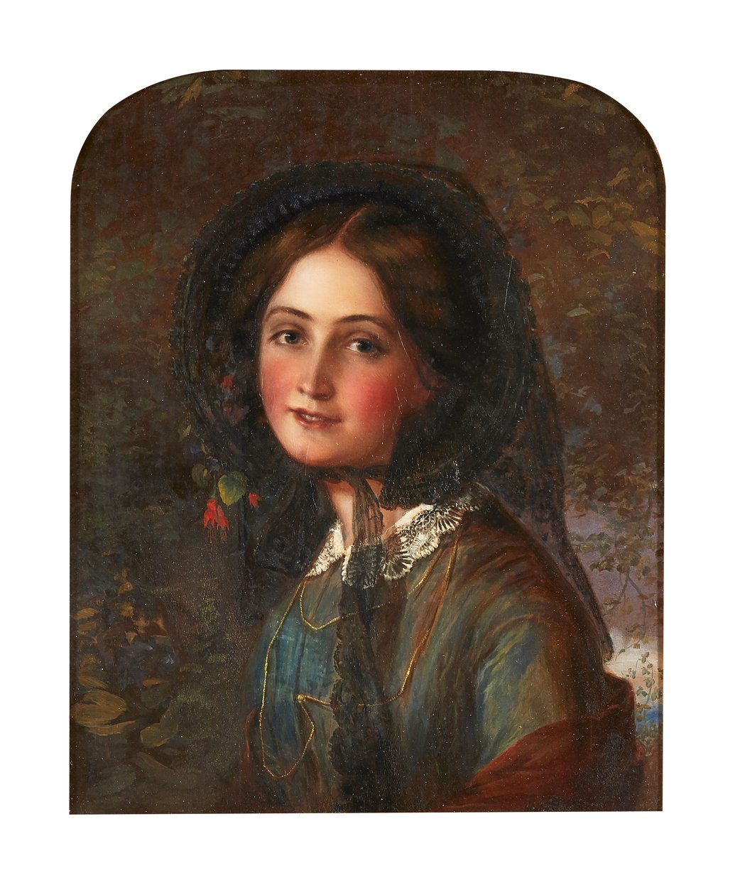Lace Bonnet (olie om bord) af Augustus Leopold (manner of) Egg