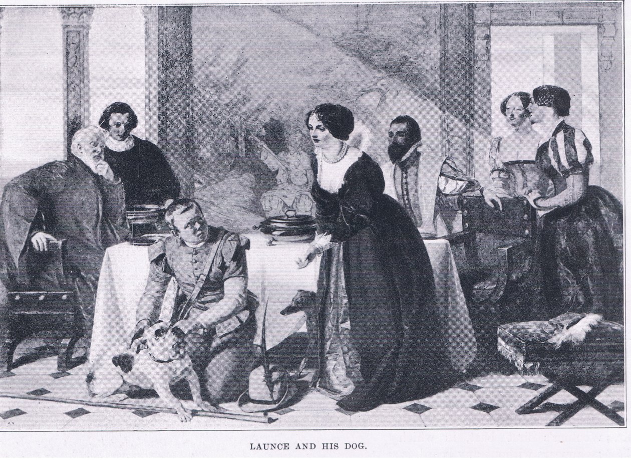 Launce og hans hund, fra The Magazine of Art 1893, Cassell and Company af Augustus Leopold Egg