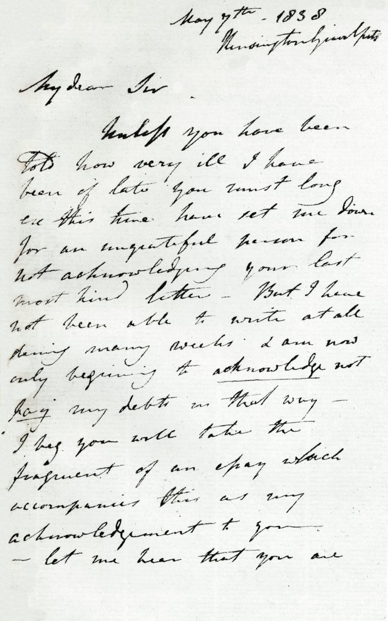 Et brev fra Augustus Wall Callcott, 7. maj 1838 1904 af Augustus Wall Callcott