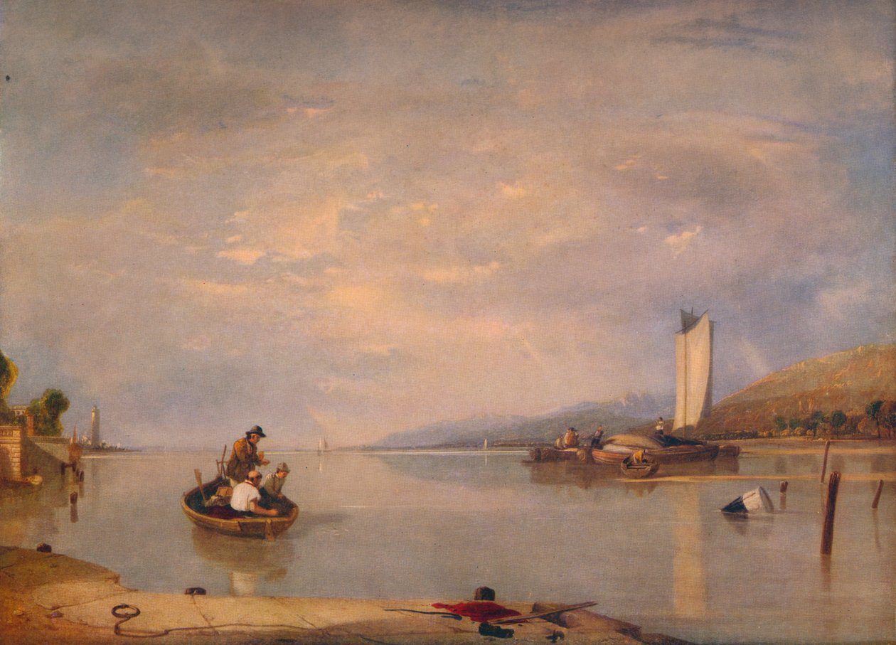 Dead Calm, Boats off Cowes Castle, c1841 af Augustus Wall Callcott