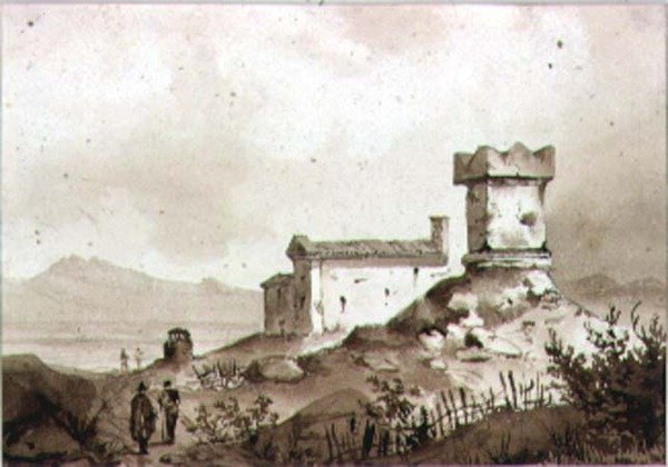 Italiensk landskab med gammel romersk sarkofag (tegning) af Augustus Wall Callcott