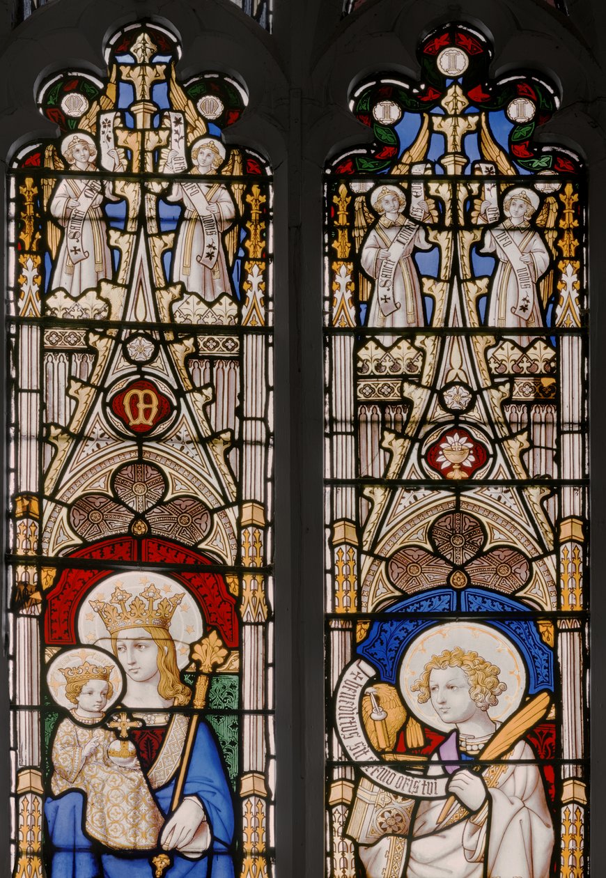 Apsisvindue med Jomfru og barn og Johannes Evangelisten, detalje, 1841-42 (glasmaleri) af Augustus Welby Northmore Pugin