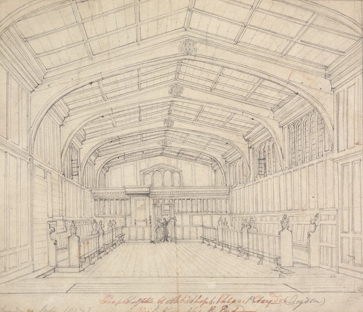 Kapel af Ærkebiskopens Palads, Croydon: Udsigt fra East End af Augustus Welby Northmore Pugin