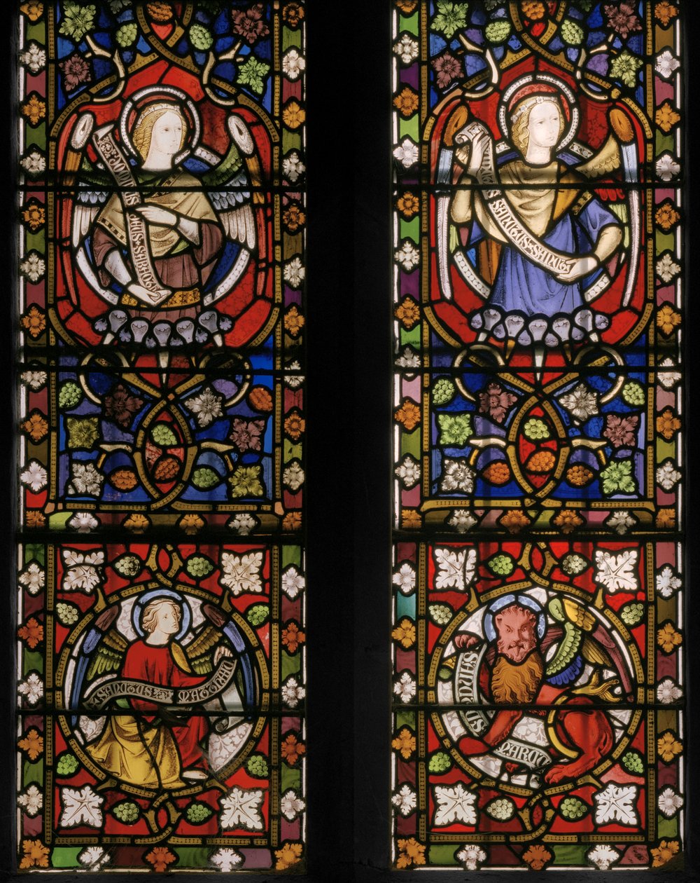 Kristus omgivet af engle, detalje, 1850 (farvet glas) af Augustus Welby Northmore Pugin
