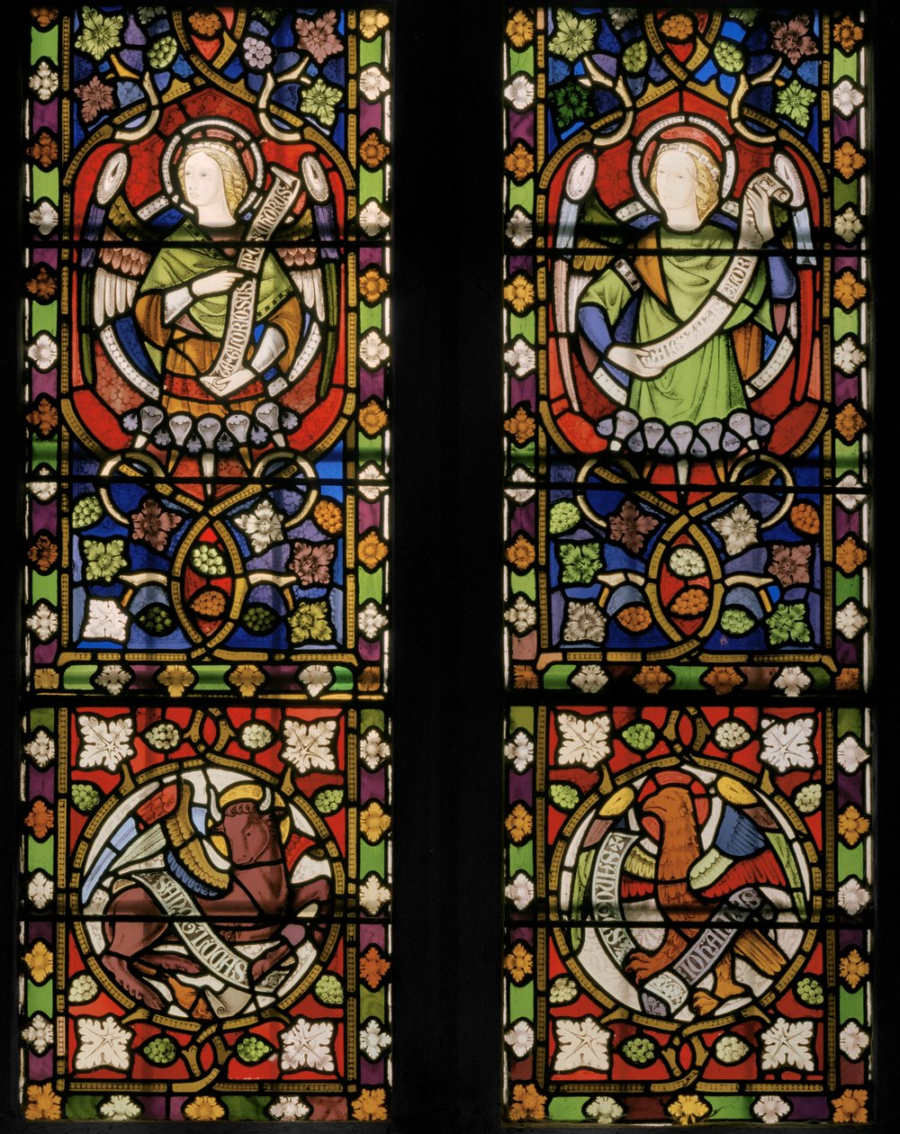 Kristus omgivet af engle, detalje, 1850 (farvet glas) af Augustus Welby Northmore Pugin