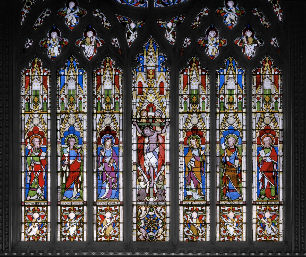 Korsfæstelse med hellige, 1851 (farvet glas) af Augustus Welby Northmore Pugin