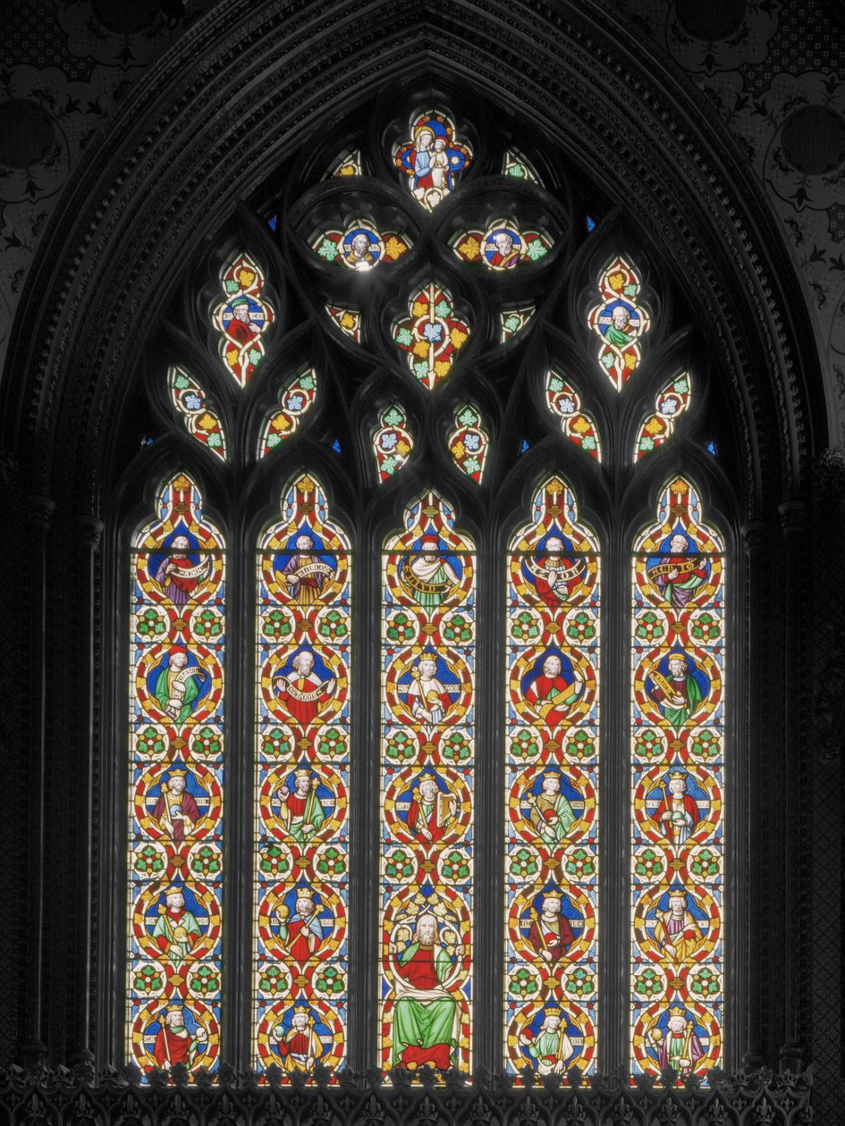 Østvindue med Jesse Tree, ca. 1845 (farvet glas) af Augustus Welby Northmore Pugin