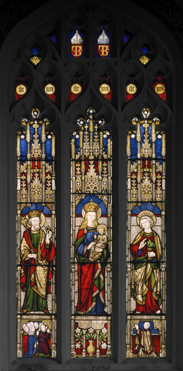 Edward The Confessor, Virgin & Child, og St. John The Evangelist, 1846 (farvet glas) af Augustus Welby Northmore Pugin