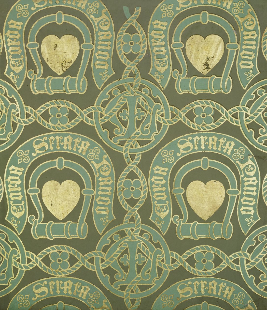 Hjertemotiv kirkeligt tapet design af Augustus Welby Northmore Pugin