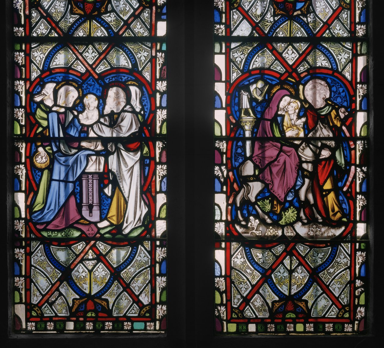 Vindue i Lady Chapel med scener fra Jomfruens liv, detalje, 1851 (glasmaleri) af Augustus Welby Northmore Pugin
