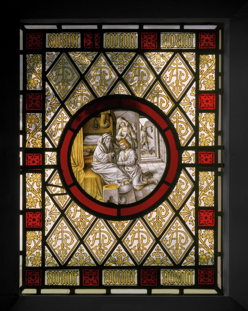 Biblioteksvindue med hollandsk Roundel, ca. 1844 (farvet glas) af Augustus Welby Northmore Pugin