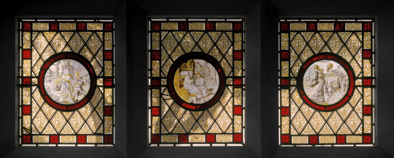 Biblioteksvinduer med nederlandske rundeller, ca. 1844 (farvet glas) af Augustus Welby Northmore Pugin