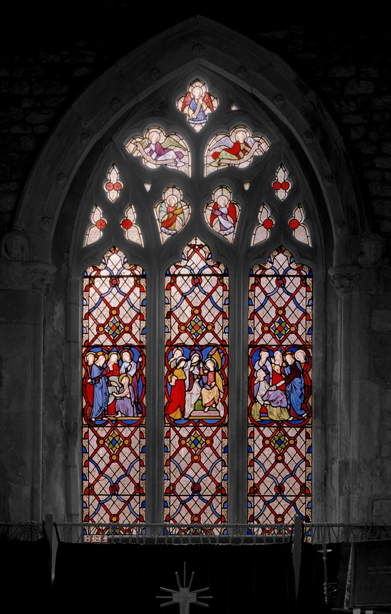 Raising Of Lazarus, The Marys at The Tomb, and the Raising of Jairuss Daughter, 1850 (farvet glas) af Augustus Welby Northmore Pugin